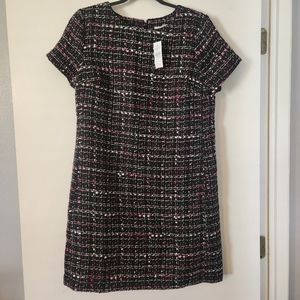 Loft Outlet Black And Pink Tweed Dress